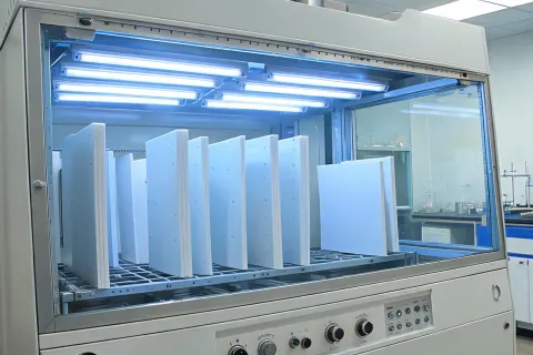 UV and weathering test chamber for PVC panels