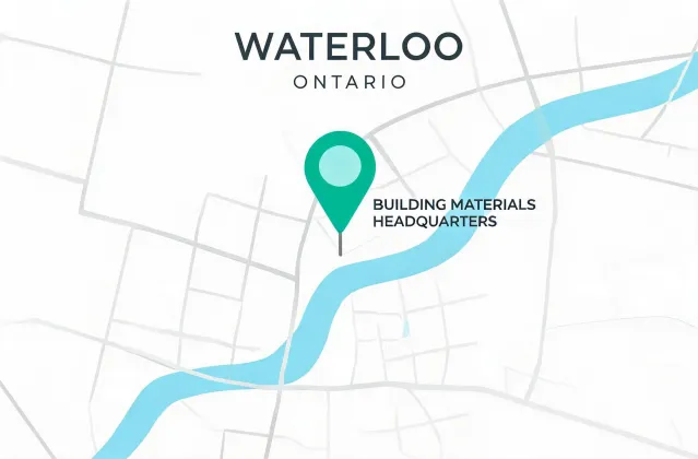 Map illustration of Trusscore Waterloo headquarters region