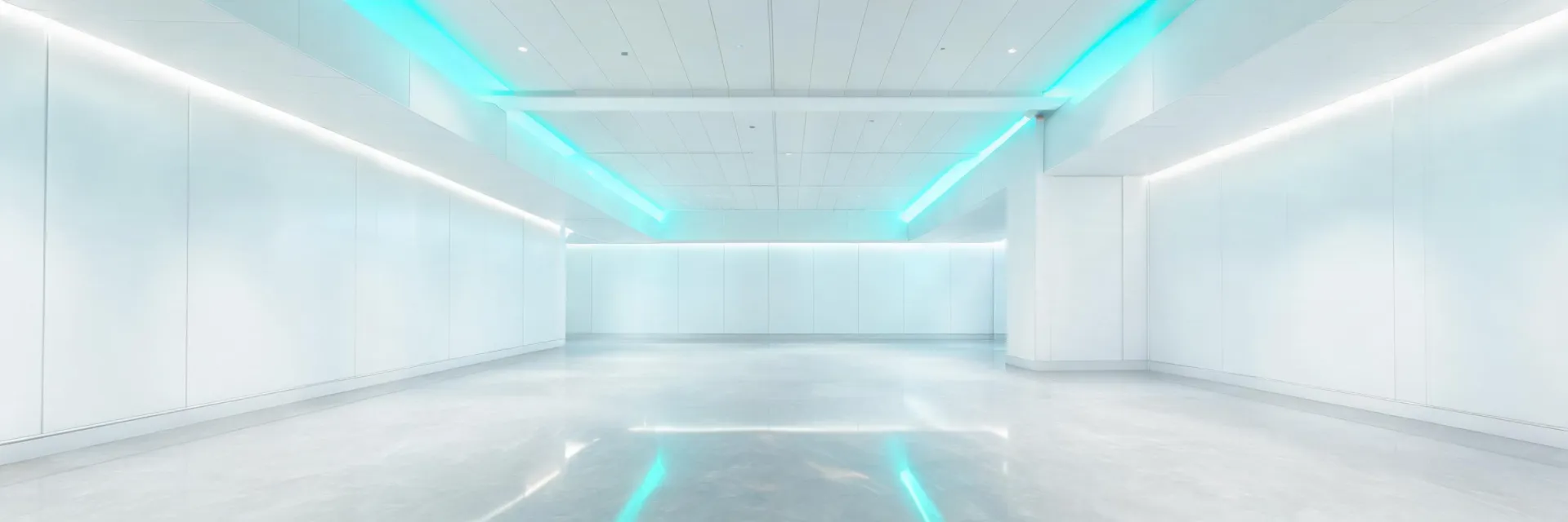 Wide view of panel-finished commercial shop interior